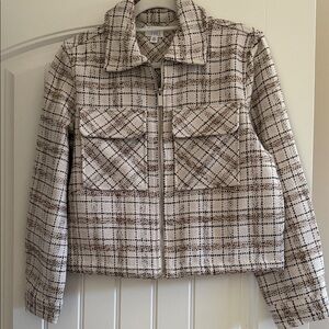 Time and Tru Cream Plaid Utility Jacket